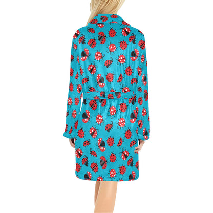 Ladybug Action Print Pattern Women's Fleece Robe