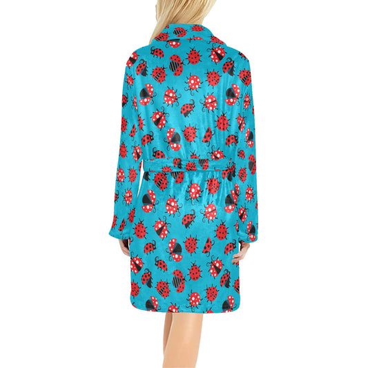 Ladybug Action Print Pattern Women's Fleece Robe