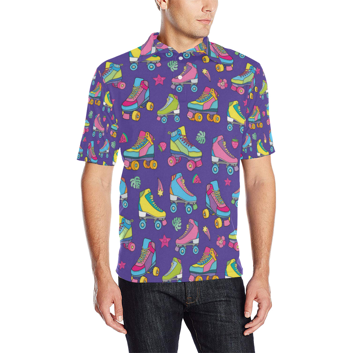 Roller skate Colorful Pattern Print Design A05 Men Polo Shirt