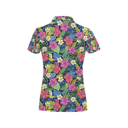 Hibiscus Print Design LKS3010 Women's Polo Shirt