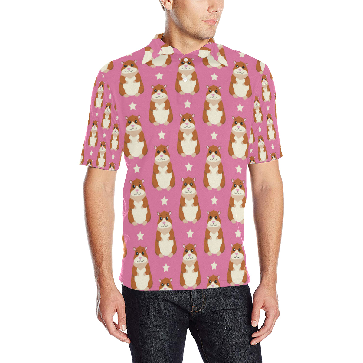 Hamster Cute Pattern Print Design 02 Men Polo Shirt