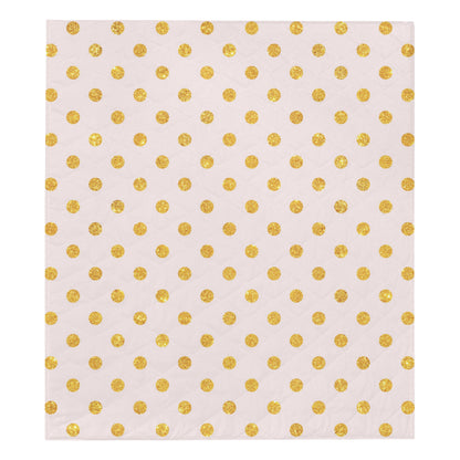 Polka Dot Gold Pink Pattern Print Design 01 Premium Quilt