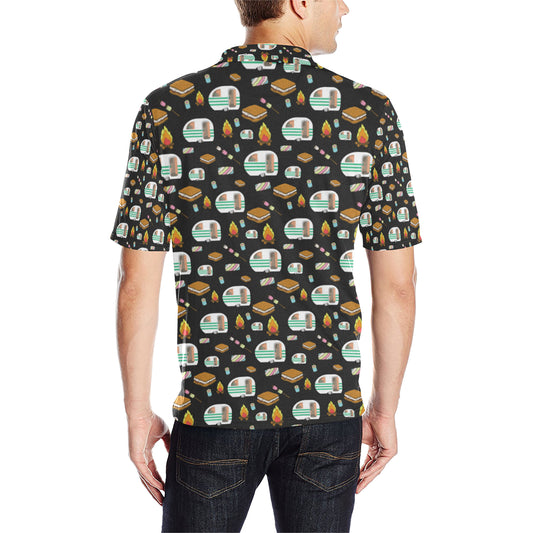 Camper marshmallow Camping Design Print Men Polo Shirt