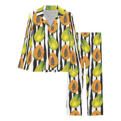 Papaya Pattern Print Design PP01 Women's Long Pajama Set