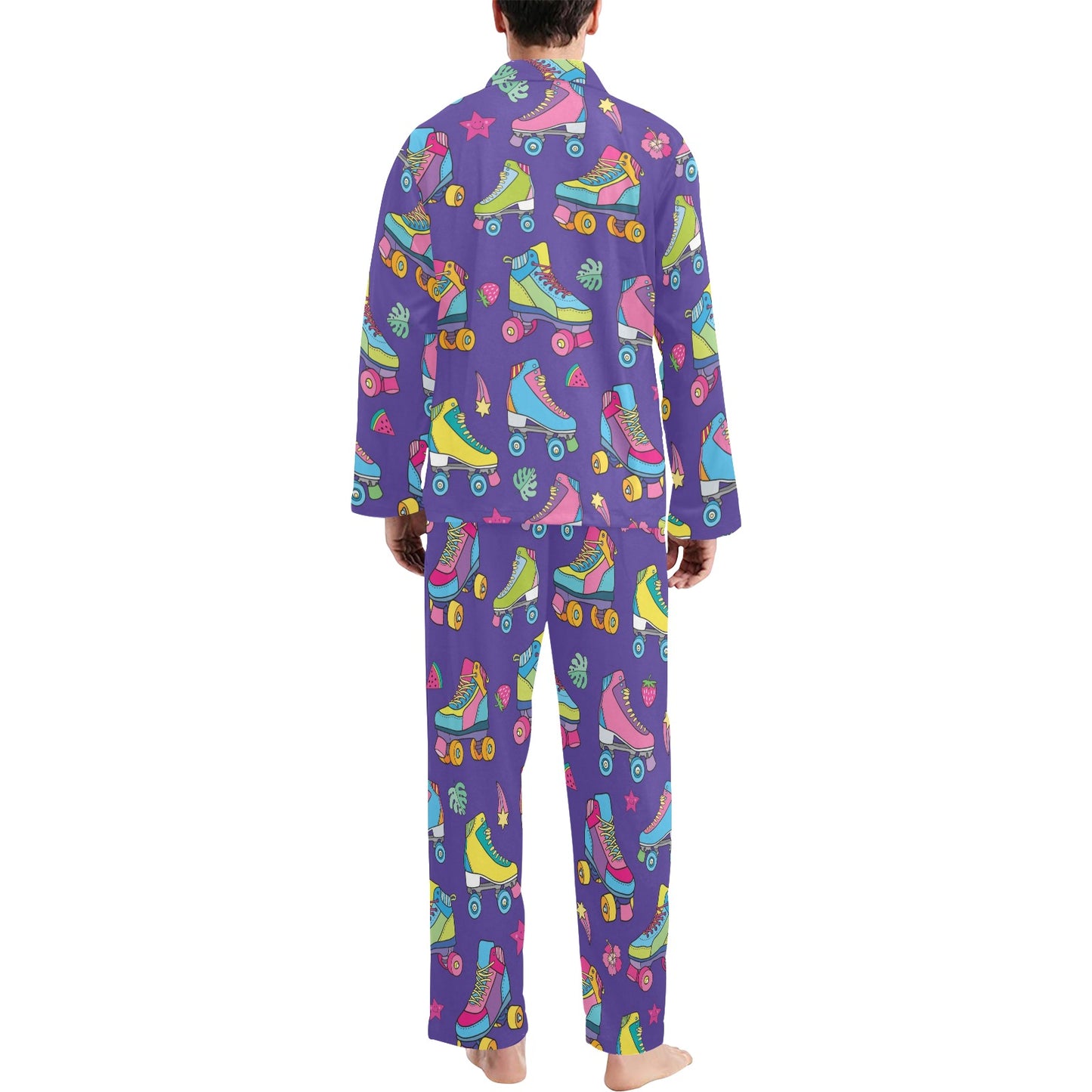 Roller skate Colorful Pattern Print Design A05 Men's Long Pajama Set