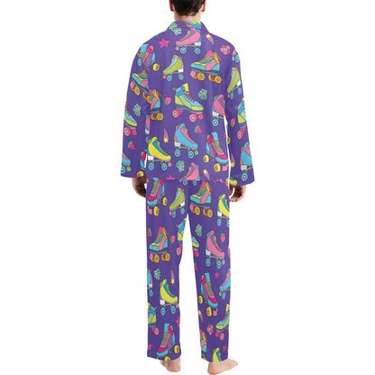 Roller skate Colorful Pattern Print Design A05 Men's Long Pajama Set
