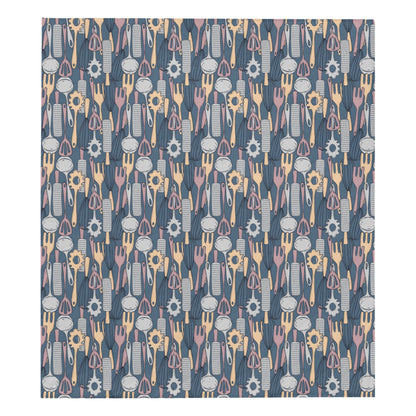 Cooking Kitchen Tools Pattern Print Design 05 Premium Quilt