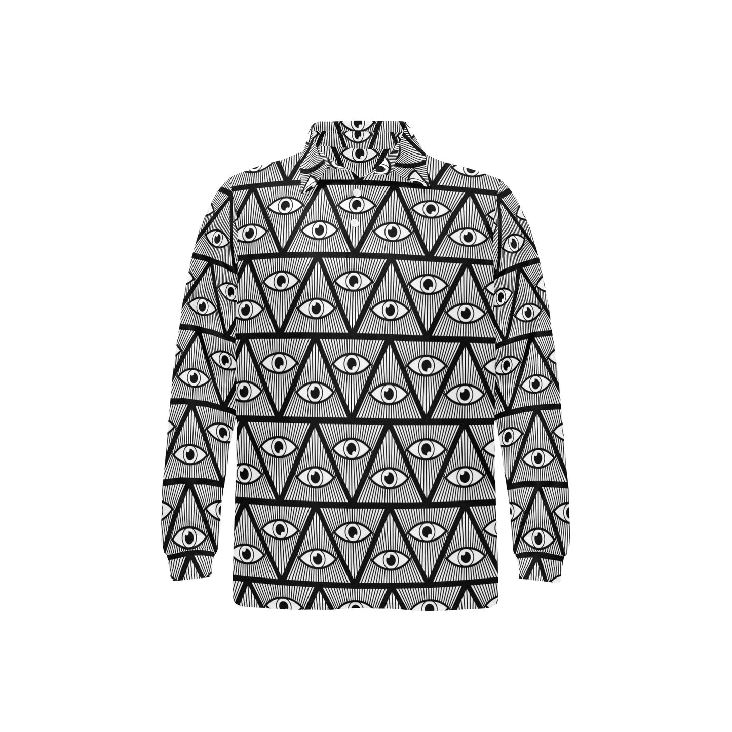 Third Eye Pattern Print Design LKS304 Long Sleeve Polo Shirt For Men's