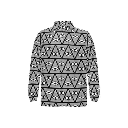 Third Eye Pattern Print Design LKS304 Long Sleeve Polo Shirt For Men's