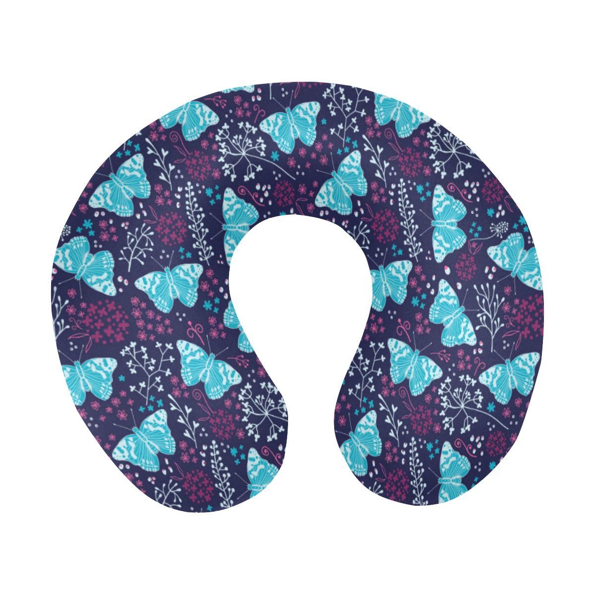 Butterfly Pattern Print Design 011 U-Shaped Travel Neck Pillow