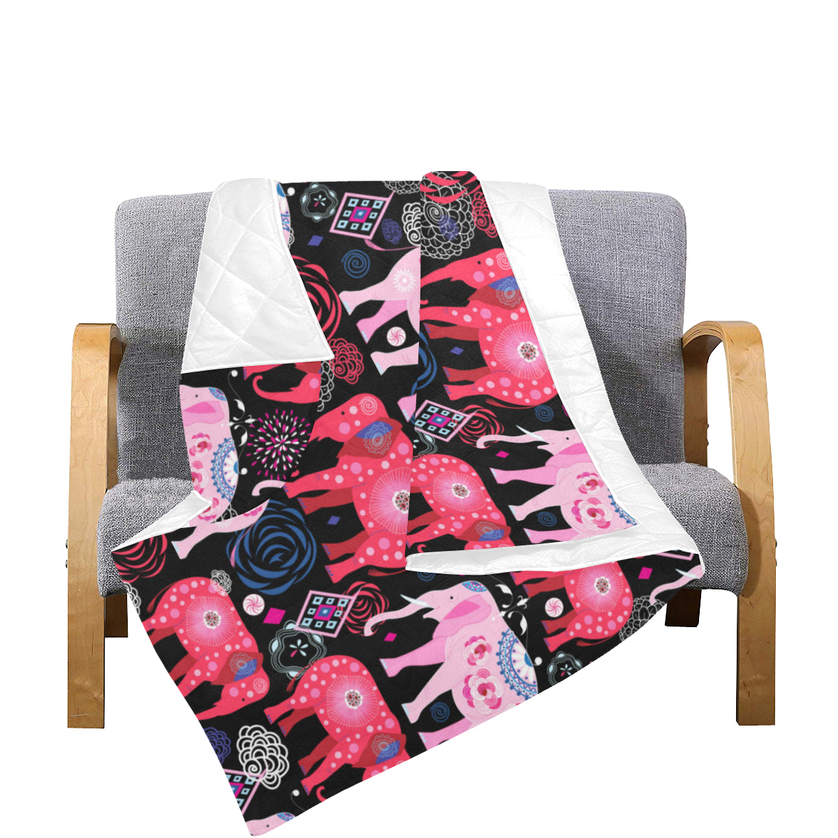 Pink Elephant Pattern Premium Quilt