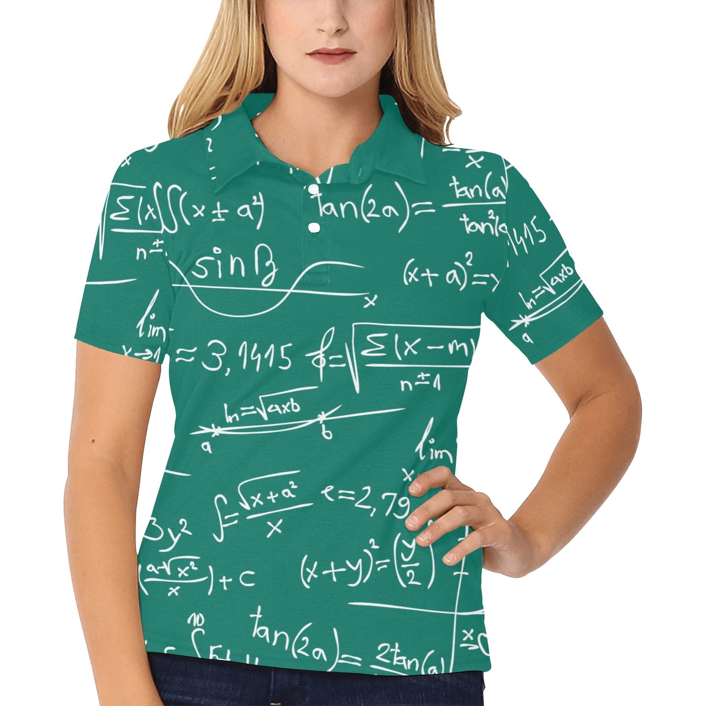 Math Pattern Print Design 01 Women's Polo Shirt