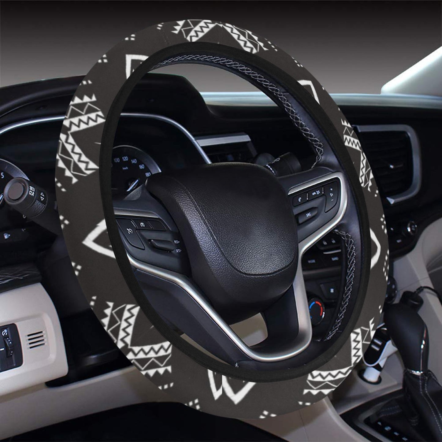 Tribal Pattern Print Design LKS304 Steering Wheel Cover with Elastic Edge