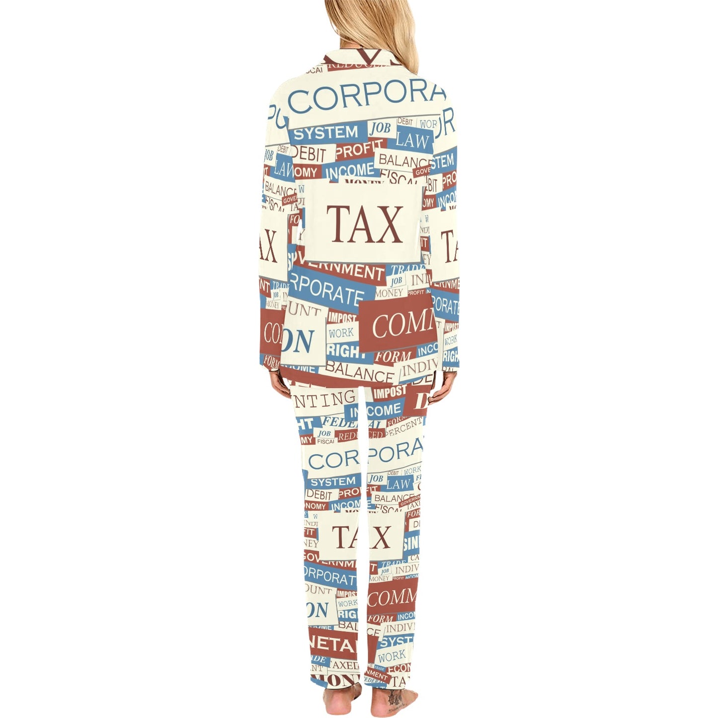 Accounting Financial Pattern Print Design 01 Women's Long Pajama Set