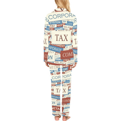 Accounting Financial Pattern Print Design 01 Women's Long Pajama Set