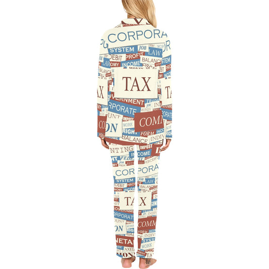 Accounting Financial Pattern Print Design 01 Women's Long Pajama Set