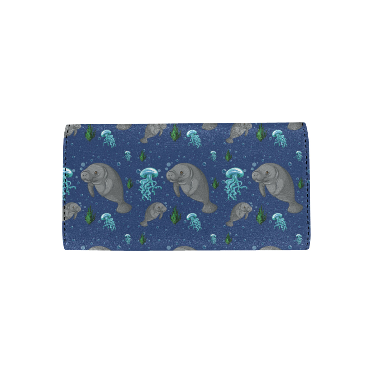 Manatee Pattern Print Design 01 Women's Trifold Wallet