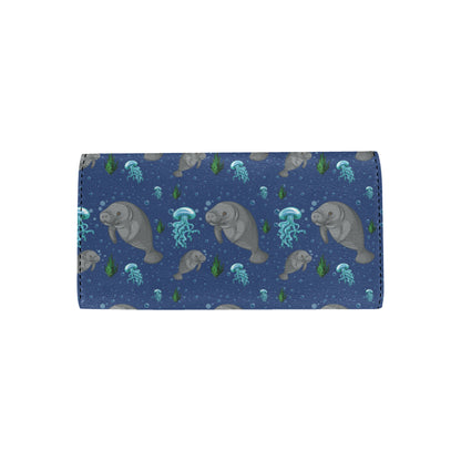 Manatee Pattern Print Design 01 Women's Trifold Wallet