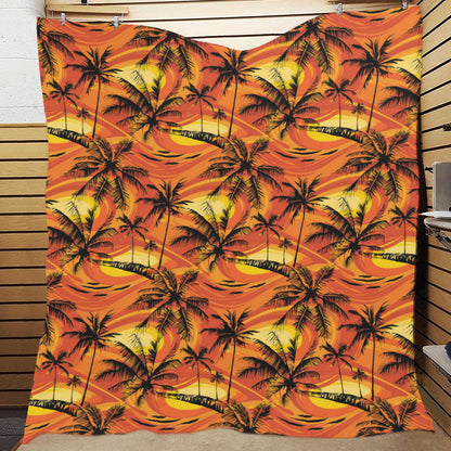 Palm Tree Pattern Print Design A02 Premium Quilt