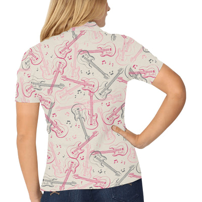 Bass Guitar Pattern Print Design 02 Women's Polo Shirt