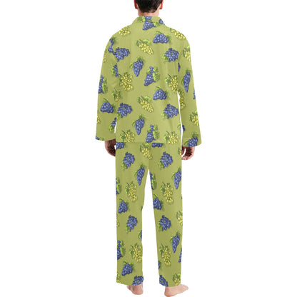 Grape Pattern Print Design GP08 Men's Long Pajama Set