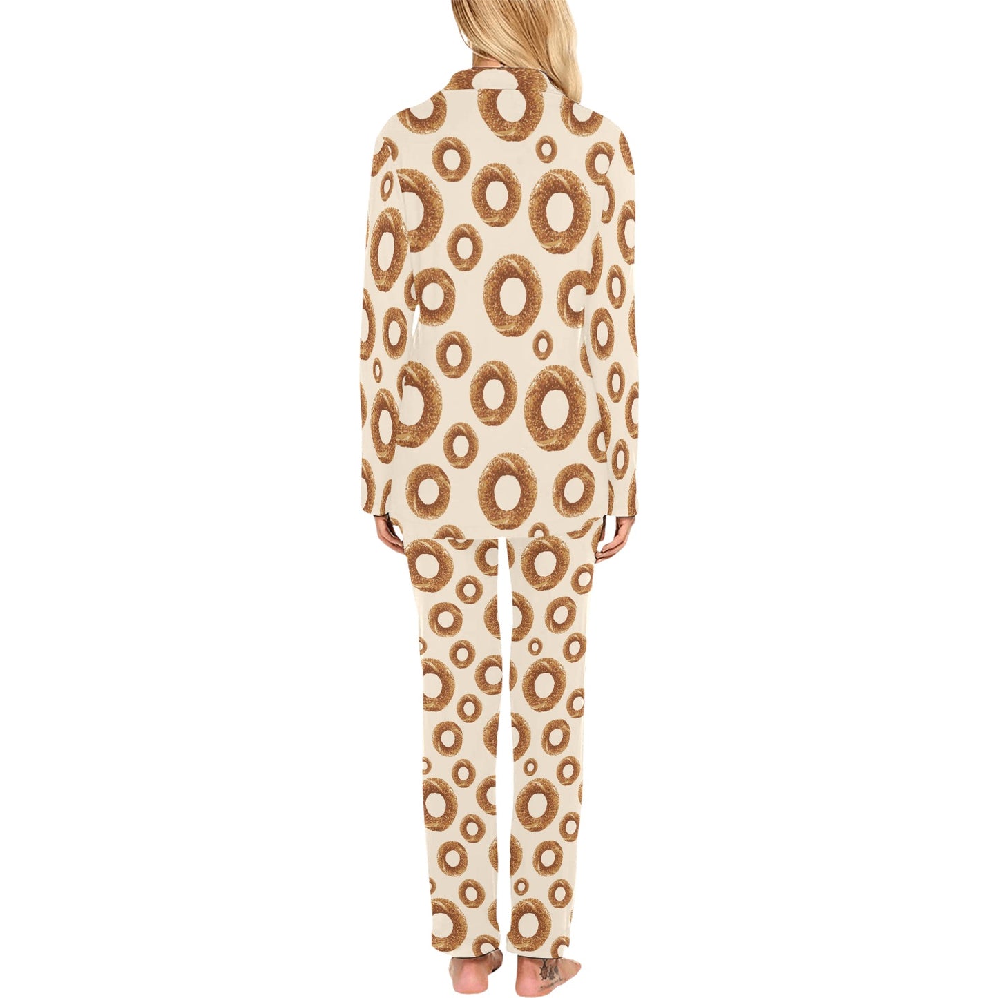 Bagel Pattern Print Design 01 Women's Long Pajama Set