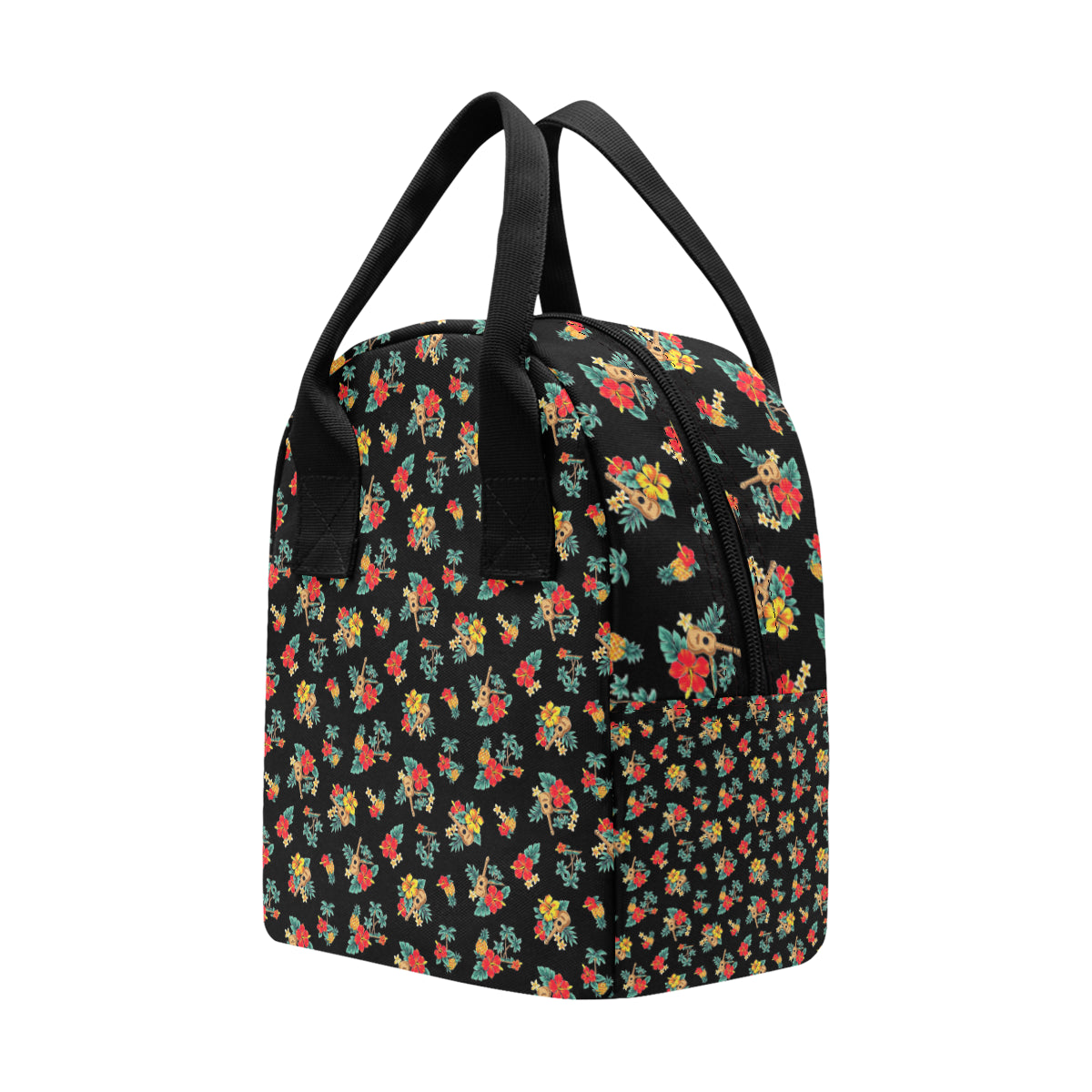 Hawaiian Flower Themed Print Insulated Lunch Bag