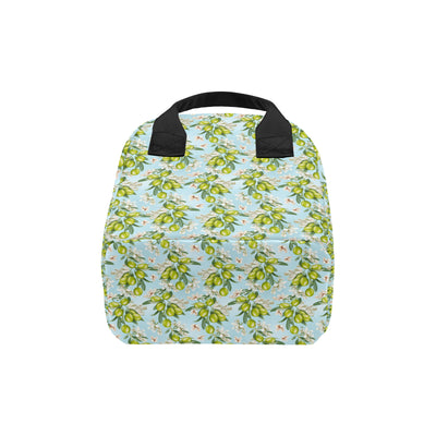 Elegant Olive Floral Print Insulated Lunch Bag