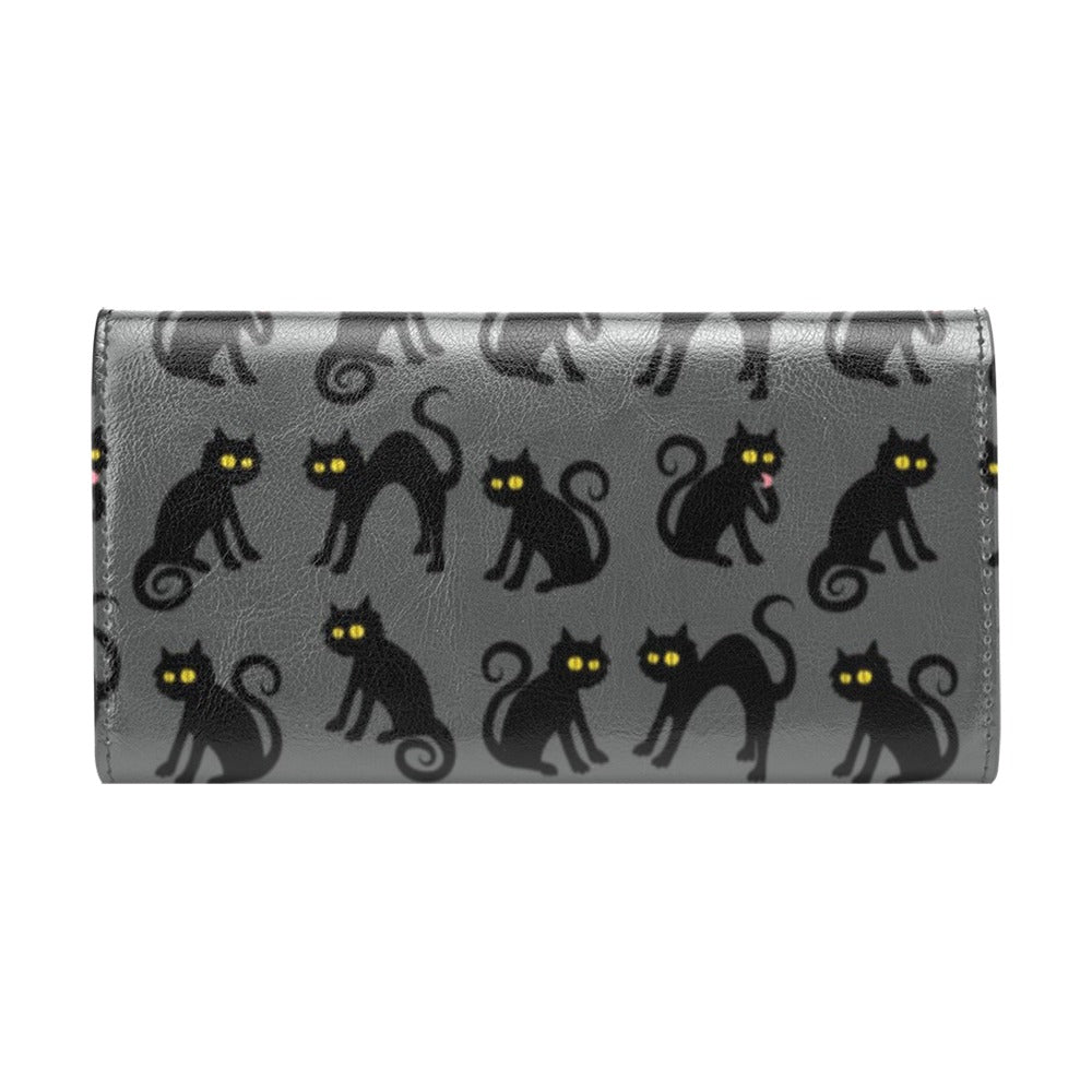 Black Cat Cute Print Pattern Women's Trifold Wallet