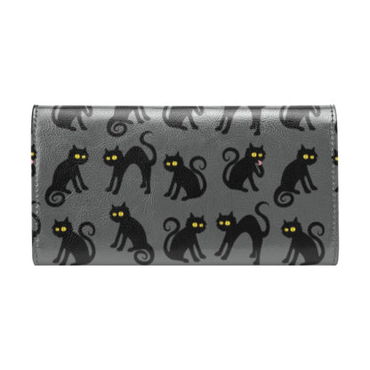 Black Cat Cute Print Pattern Women's Trifold Wallet