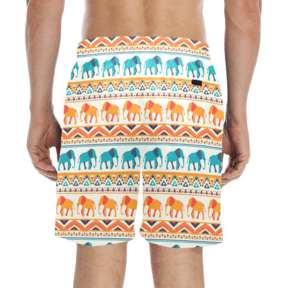 Elephant Aztec Ethnic Print Pattern Men's Swim Trunks Beach Shorts