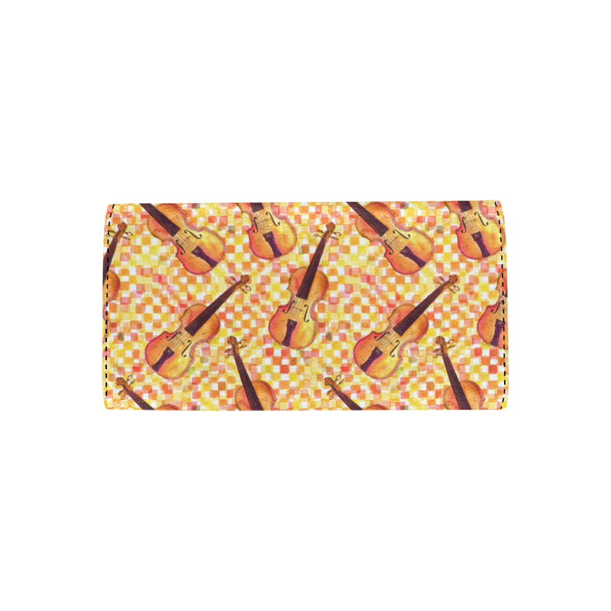 Violin Pattern Print Design 03 Women's Trifold Wallet