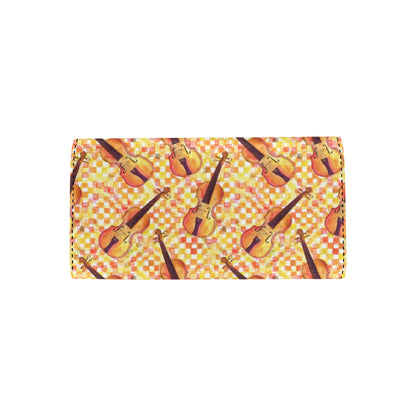 Violin Pattern Print Design 03 Women's Trifold Wallet