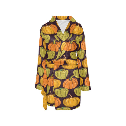 Pumpkin Pattern Print Design A01 Women's Fleece Robe