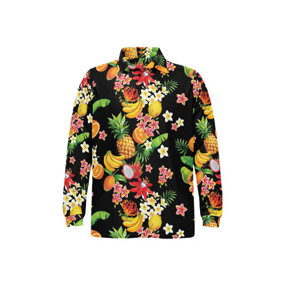 Tropical Fruits Pattern Print Design TF02 Long Sleeve Polo Shirt For Men's