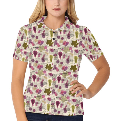 Wine Style Design Print Women's Polo Shirt