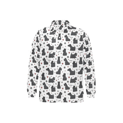 Scottish Terriers Print Design LKS3015 Long Sleeve Polo Shirt For Men's