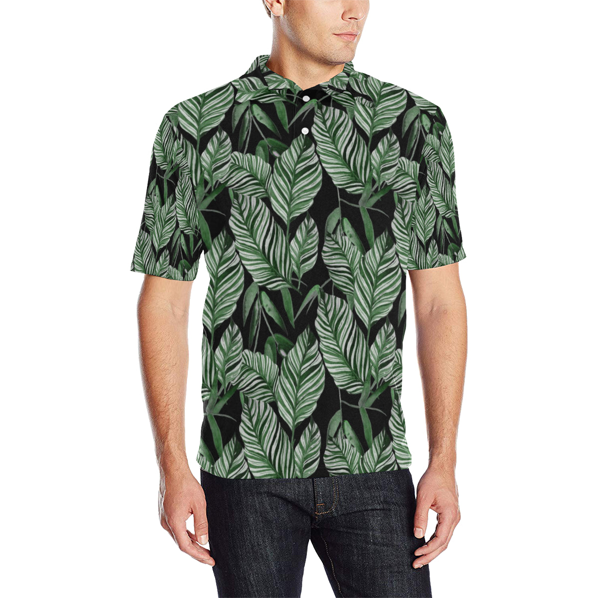Palm Leaves Pattern Print Design PL09 Men Polo Shirt
