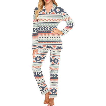 Tribal Aztec vintage pattern Women's Long Pajama Set