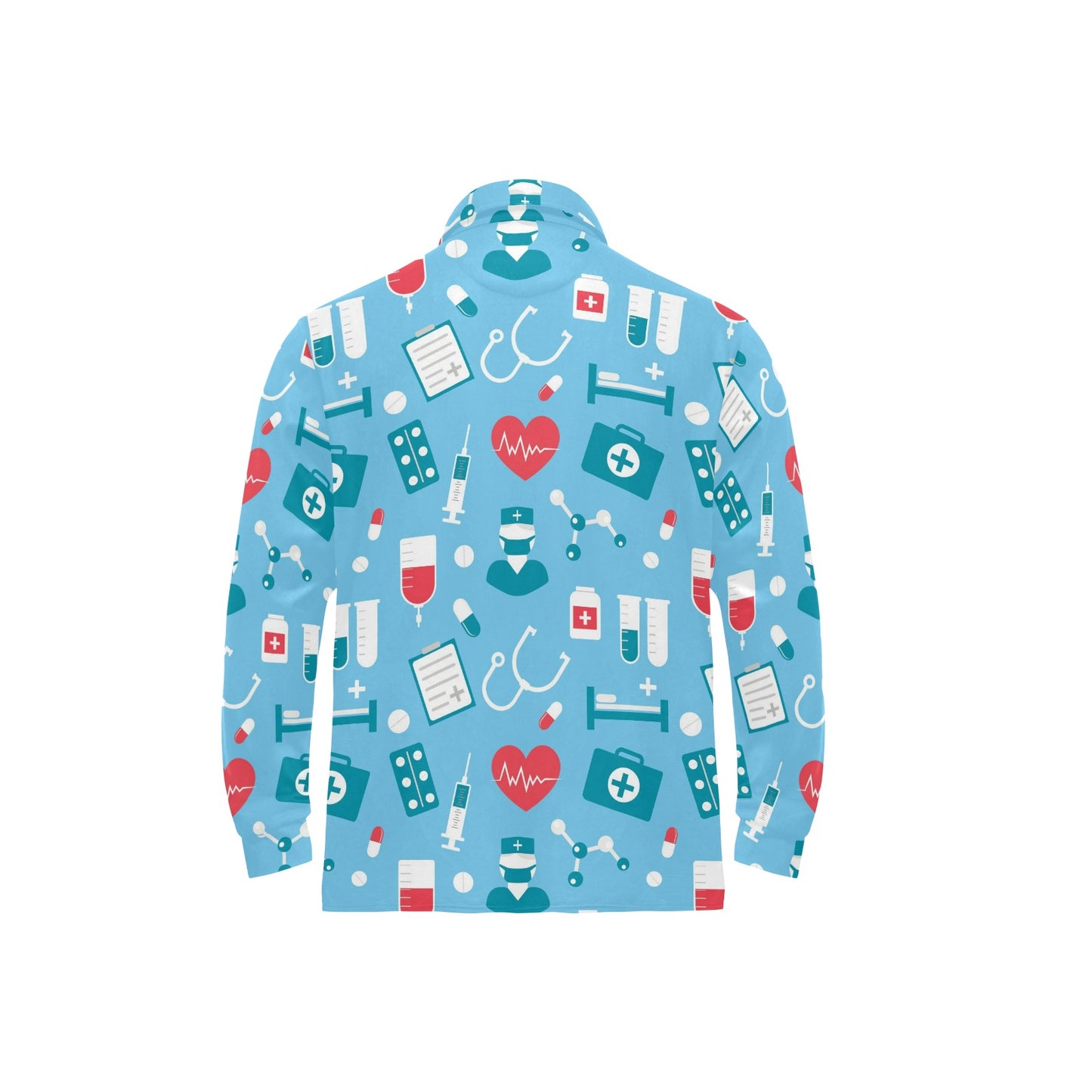 Nurse Pattern Print Design A03 Long Sleeve Polo Shirt For Men's