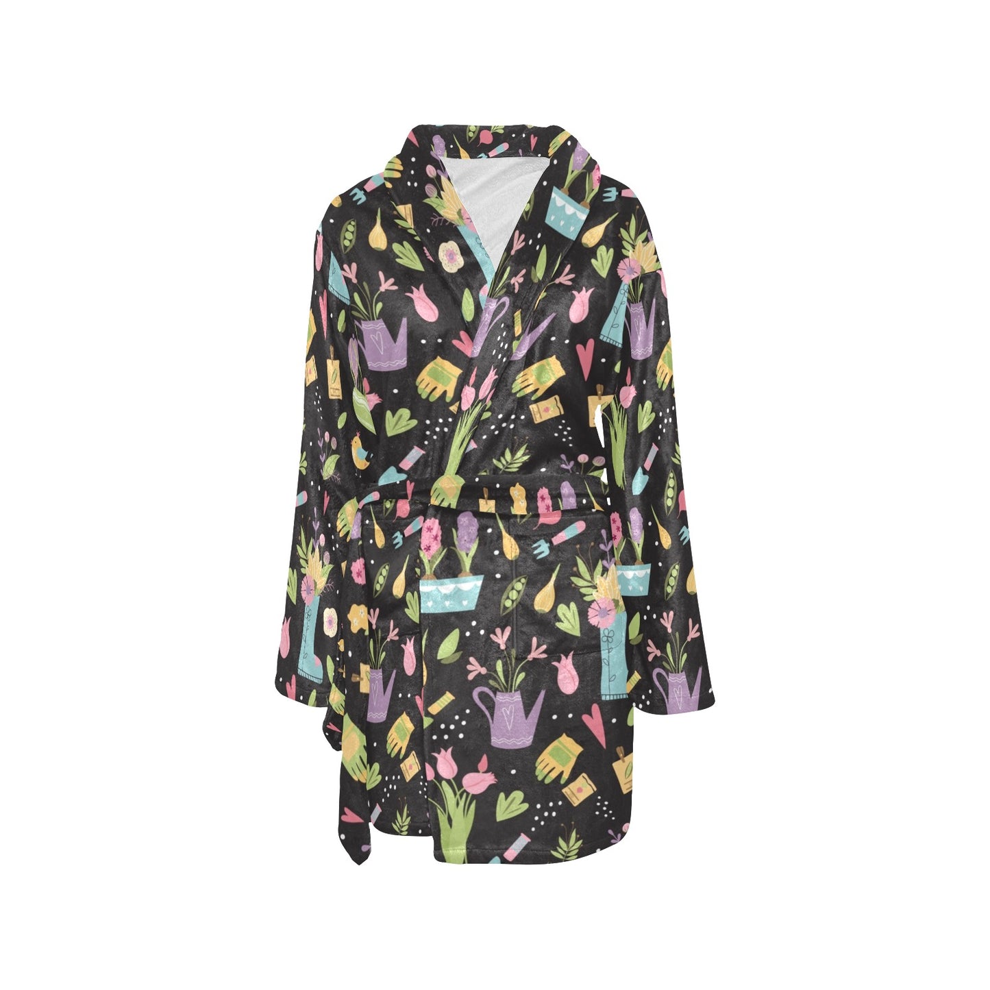 Gardening Pattern Print Design G03 Women's Fleece Robe