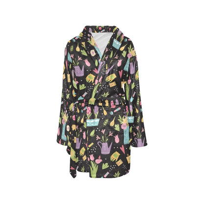 Gardening Pattern Print Design G03 Women's Fleece Robe
