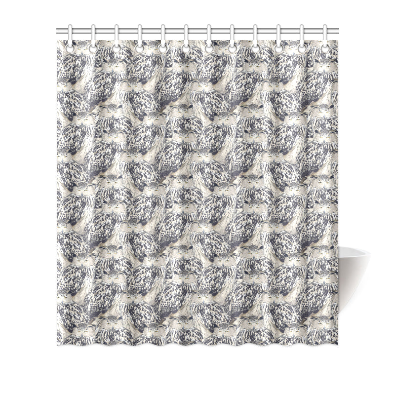 Owl Realistic Themed Design Print Shower Curtain
