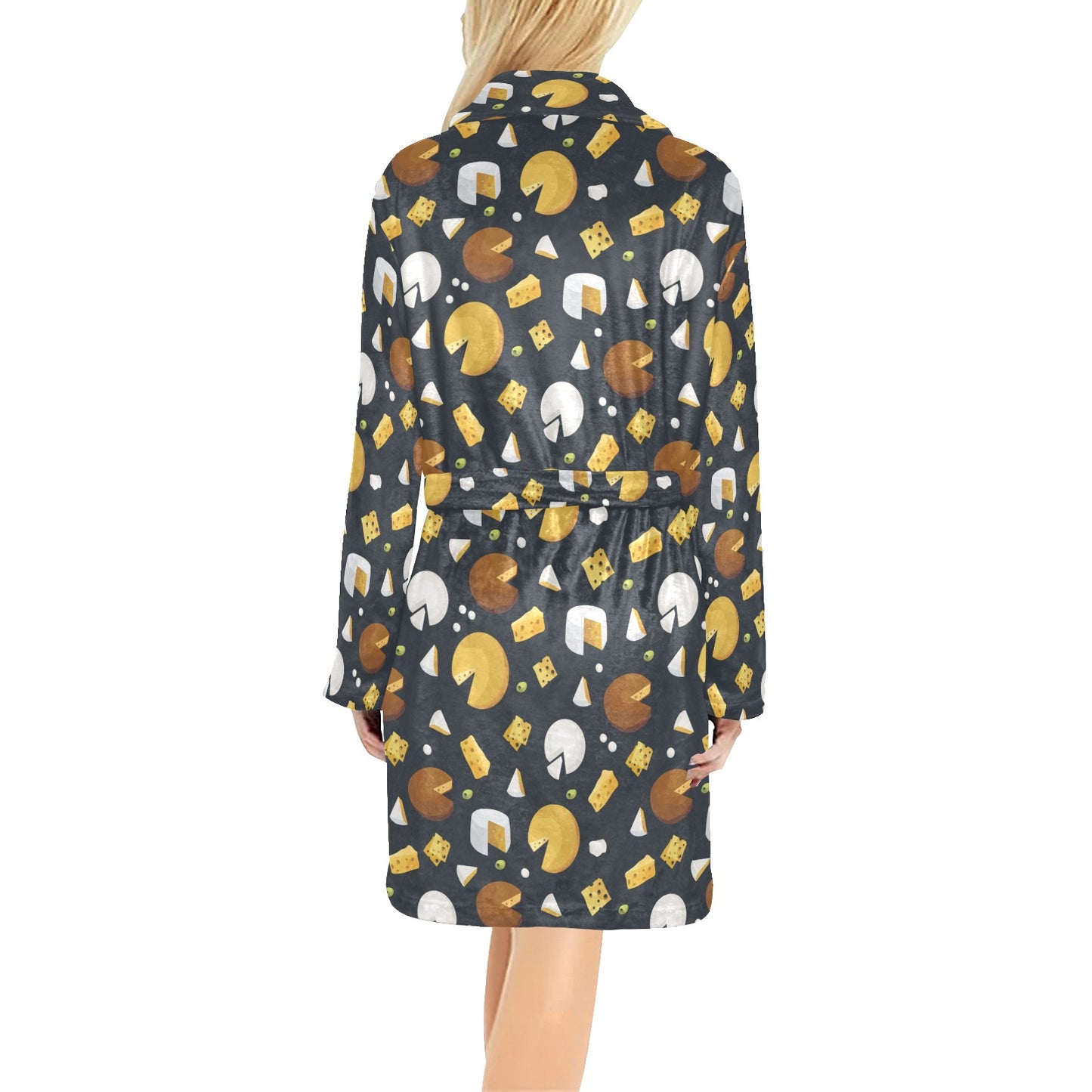 Cheese Pattern Print Design 03 Women's Fleece Robe