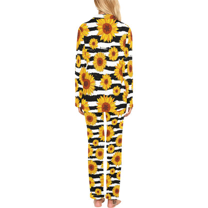 Sunflower Pattern Print Design SF010 Women's Long Pajama Set
