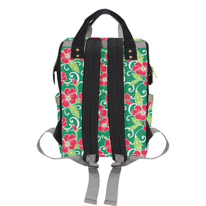 Red Hibiscus Pattern Print Design HB019 Diaper Bag Backpack