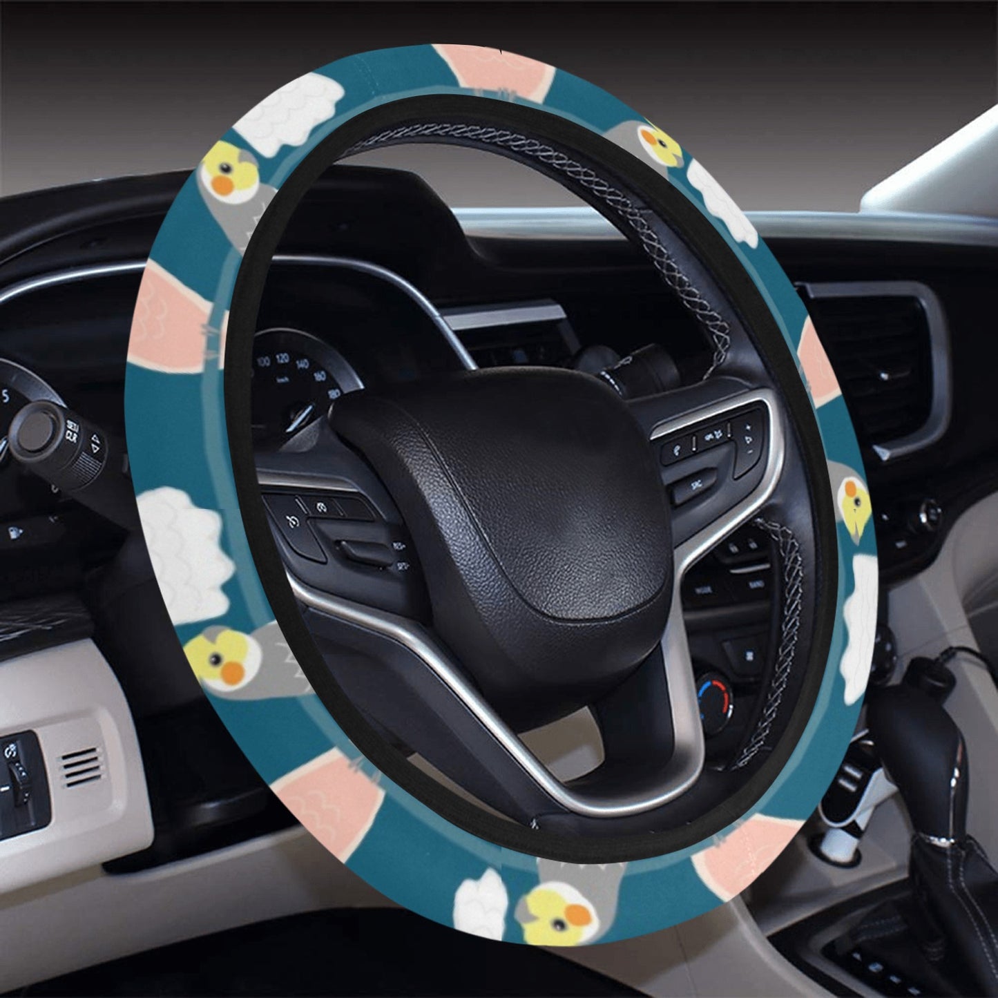 Cockatoo Print Design LKS401 Steering Wheel Cover with Elastic Edge