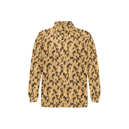 Wine Grape Design Print Long Sleeve Polo Shirt For Men's