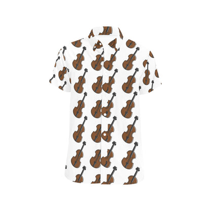 Violin Print Design LKS405 Men Short Sleeve Button Up Shirt