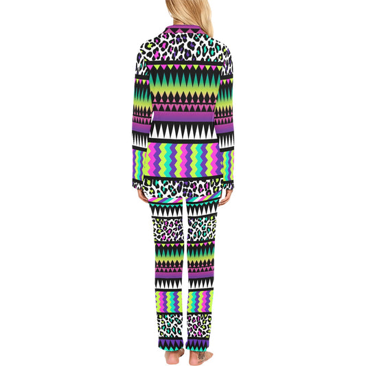 Animal Skin Aztec Rainbow Women's Long Pajama Set